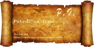 Petrács Irma névjegykártya