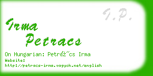 irma petracs business card